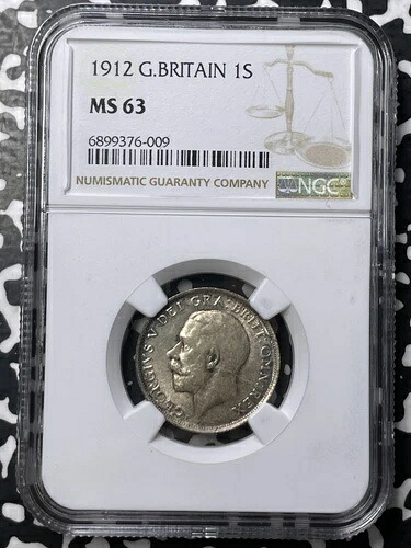 1912年 イギリス 1シリング NGC MS63 ロット番号 G8440 シルバー！ チョイス UNC！｜WORLD RESOURCE【QUEEN店】
