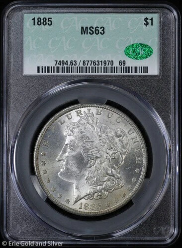 1885-P 1ドル モルガン銀貨 CAC MS 63 | 未流通 UNC|WORLD RESOURCE【QUEEN店】