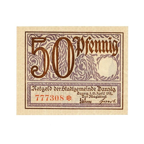 Danzig 50 Pfennig 1919 Au-Unc.｜WORLD RESOURCE【QUEEN店】