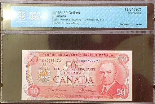 1975 $50 BC51a-i LAWSON/BOUEY #EHD2394721 CCCS UNC60｜WORLD RESOURCE【QUEEN店】