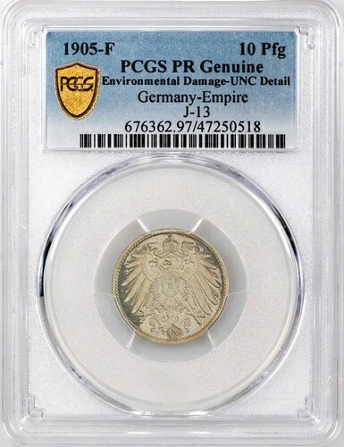 ドイツ帝国 1905F 10 ペニヒ、ヴィルヘルム2世 - PCGS UNC 詳細|WORLD RESOURCE【QUEEN店】