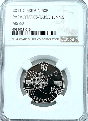 2011年オリンピック卓球 50ペンス 未使用 50ペンス MS67 NGC 英国 UNC｜WORLD RESOURCE【QUEEN店】