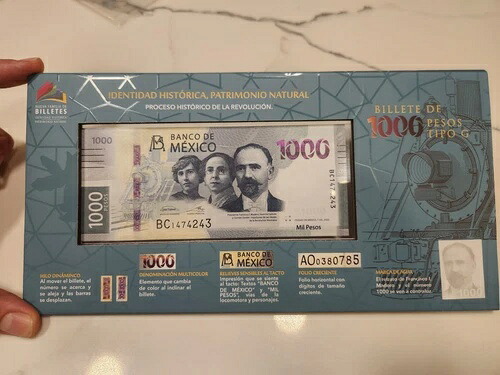 2022年メキシコ1000ペソ、ジャガーの新デザイン、メキシコ銀行公式フレーム入り|WORLD RESOURCE【QUEEN店】