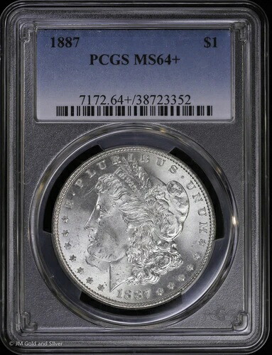 1887-P 1ドル モルガン銀貨 PCGS MS 64+ | 未使用 UNC BU|WORLD RESOURCE【QUEEN店】