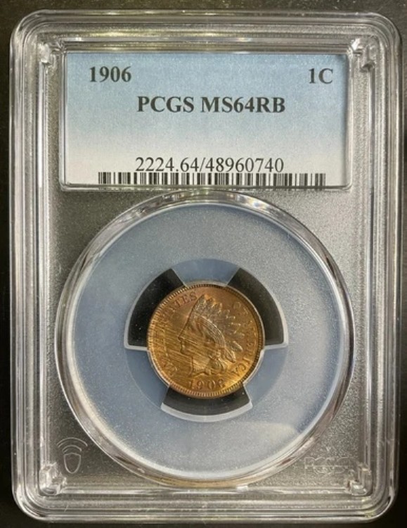 PCGS MS64RB 1906年インディアンヘッドセント 認定 UNC CHOICE BU PQ 未流通 S1|WORLD RESOURCE【QUEEN店】