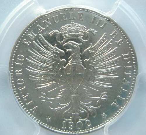イタリア 25 centesimi 1902 ローマ PCGS AU 58 希少 UNC ニッケル イーグルクラウン グレーディング済み|WORLD RESOURCE【QUEEN店】