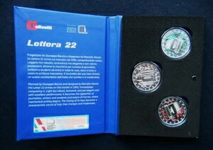 2020年 希少 イタリア トリプティク 3枚組 銀貨 5枚 オリベッティ タイプライター レタラ 22 UNC|WORLD RESOURCE【QUEEN店】