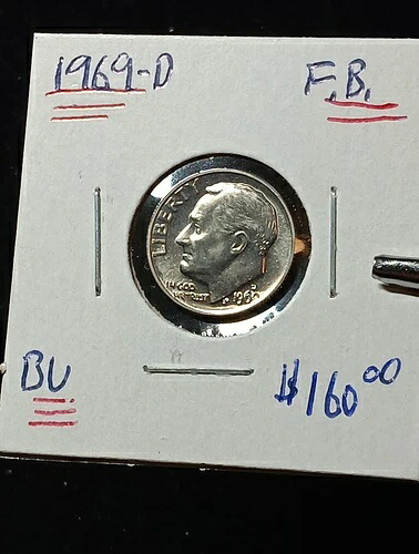 ?1969-D ルーズベルト ダイム フルバンド BU Unc 素晴らしい 10c F/271|WORLD RESOURCE【QUEEN店】