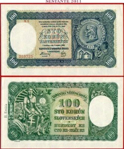 スロバキア 100 KORUN 7 10 1940 II Emisia プレフィックス A1 希少 P 11 UNC 送料無料｜WORLD RESOURCE【QUEEN店】