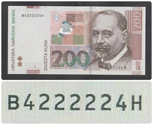 ?クロアチア 200クーナ 2012 UNC P42 レーダーおよび近距離ソリッド シリアル番号 4222224 ?|WORLD RESOURCE【QUEEN店】
