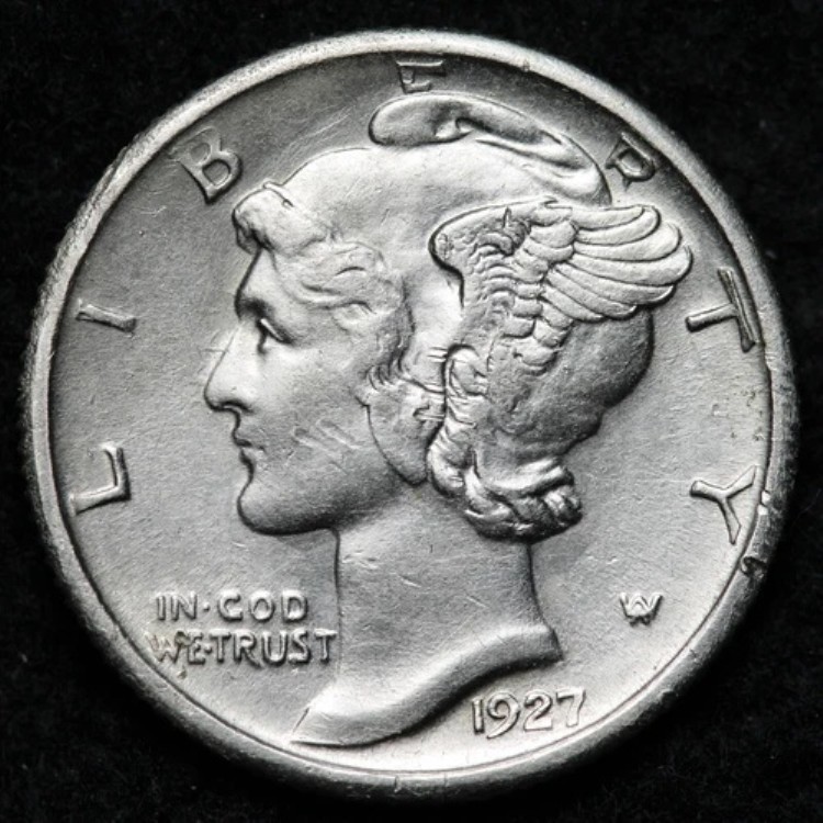 1927-S マーキュリー銀貨 10セント硬貨 UNC *未流通* MS E180 RTMM｜WORLD RESOURCE【QUEEN店】