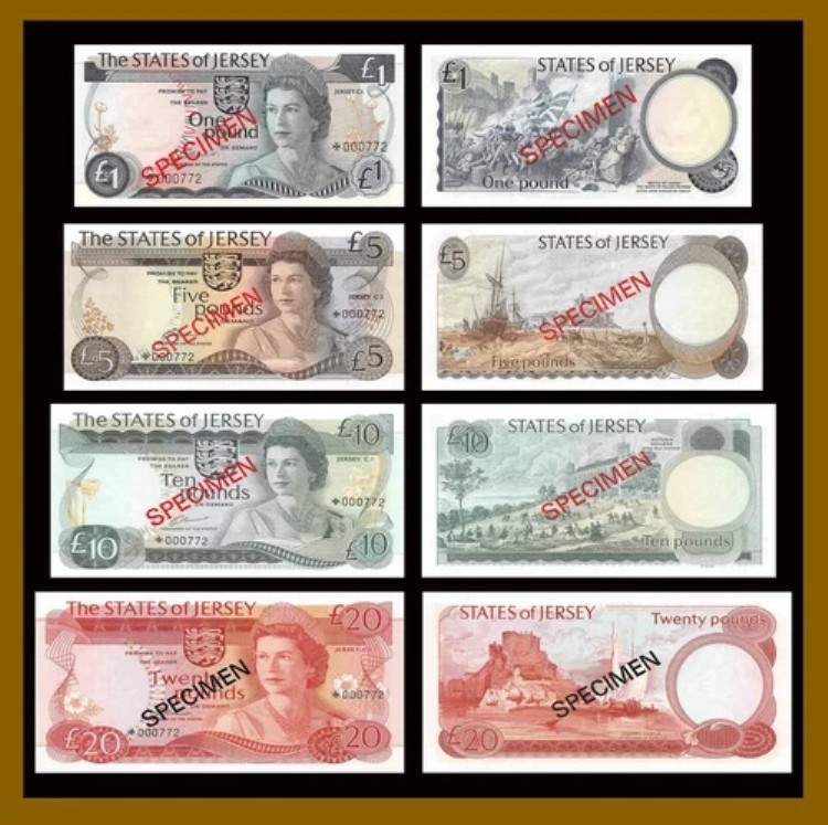 ジャージー 1 5 10 20ポンド（4個セット）、1978年 P-11a-14a CS1 標本S/N *000772 Unc｜WORLD RESOURCE【QUEEN店】