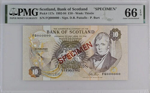 RRR GEM UNC 10ポンド スコットランド銀行標本 FQ 1993 P-117s PMG 66 EPQ|WORLD RESOURCE【QUEEN店】