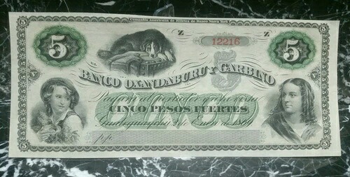 1869年 5ペソ アルゼンチン。オクダンブル・イ・ガルビノ銀行。非常に高いグレード｜WORLD RESOURCE【QUEEN店】