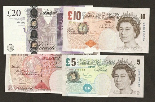 1993年~02年 イギリス £5 /£10 /£20 /£50 A.ベイリーサイン入りコンプリートセット ~ UNC / レア|WORLD RESOURCE【QUEEN店】