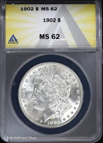 1902-P 1ドル モルガン銀貨 ANACS MS 62 | 未流通 UNC｜WORLD RESOURCE【QUEEN店】