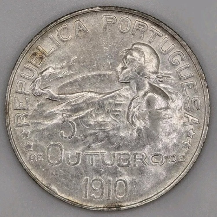 1910 (1914) ポルトガル 1 エスクード Y47 .835 シルバー 記念 KM# 560 ジェム BU Unc｜WORLD RESOURCE【QUEEN店】