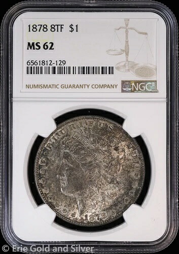 1878-P $1 8TF モルガン銀貨 NGC MS 62 | 未使用 UNC｜WORLD RESOURCE【QUEEN店】