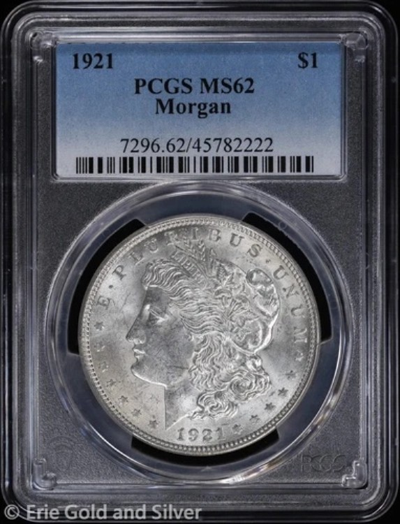 1921-P 1ドル モルガン銀貨 PCGS MS 62 | 未使用 UNC｜WORLD RESOURCE【QUEEN店】