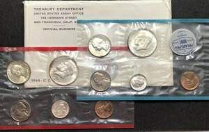1964年 P D アメリカ造幣局 90% 銀貨セット ケネディ ハーフダラー MS UNC｜WORLD RESOURCE【QUEEN店】