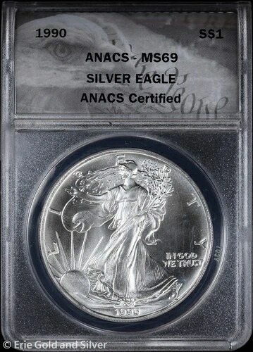 1990年 1ドル アメリカン シルバー イーグル ANACS MS 69 | 未使用 UNC BU｜WORLD RESOURCE【QUEEN店】
