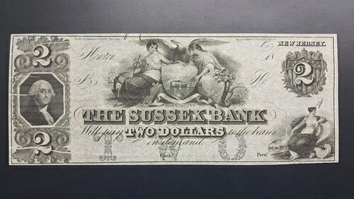 米国ニュージャージー州サセックス銀行 2ドル ND Unc｜WORLD RESOURCE【QUEEN店】