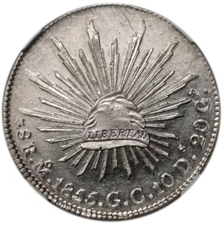 メキシコ 銀貨 8レアル 1855 Mo-GC NGC UNC、メキシコシティ造幣局|WORLD RESOURCE【QUEEN店】