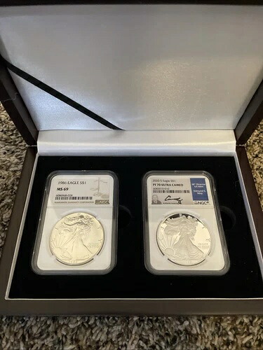 NGC GEM UNC 1986 & 2020 アメリカンシルバーイーグルドル - メルカンティのオリジナルイーグル|WORLD RESOURCE【QUEEN店】