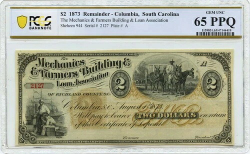 1873年 残り2ドル サウスカロライナ州コロンビア PCGS Gem Unc 65 PPQ|WORLD RESOURCE【QUEEN店】