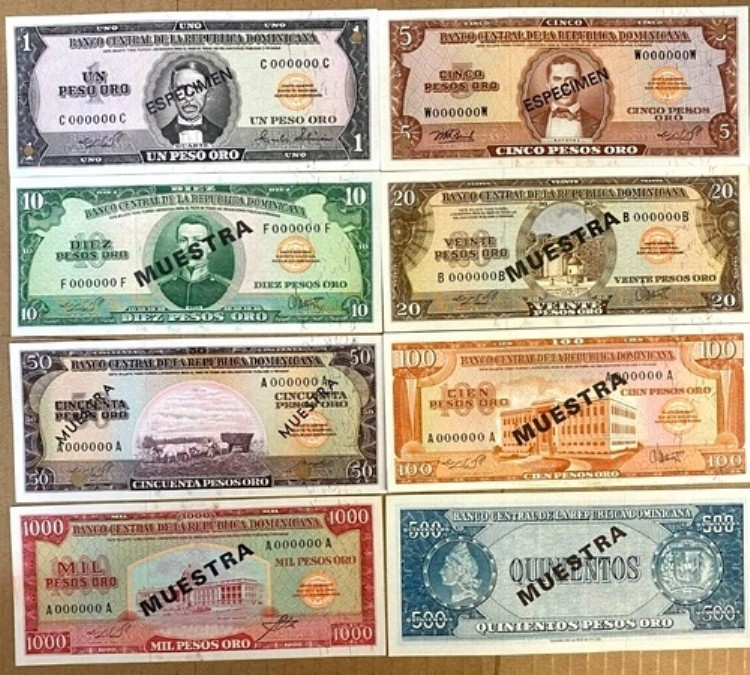 ドミニカ共和国 1964年 標本セット 1、5、10、20、50、100、500、1000ペソ 希少 UNC｜WORLD RESOURCE【QUEEN店】