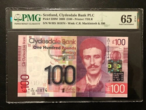 *希少 スコットランド 100ポンド クライズデール銀行 Plc 2009 P.229M SC374 GEM UNC PMG65EPQ｜WORLD RESOURCE【QUEEN店】