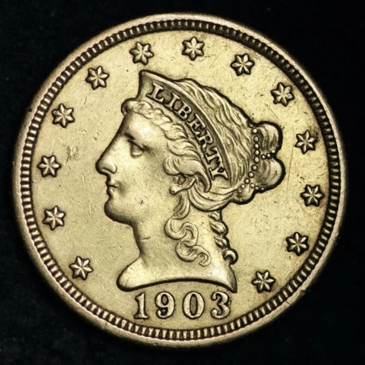 1903年 2.50ドル金貨 リバティクォーターイーグル CHOICE AU+/UNC 送料無料 E381 KHNM｜WORLD RESOURCE【QUEEN店】