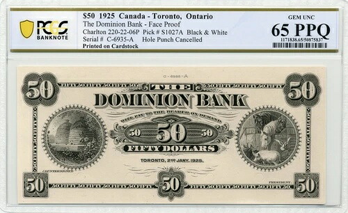 1925年 50ドル ドミニオン銀行、顔認証 - PCGS Gem UNC 65 PPQ|WORLD RESOURCE【QUEEN店】