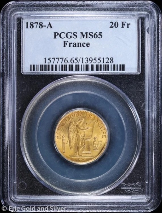 1878-A フランス 20フラン金貨 PCGS MS 65 | AGW .1867 未流通 UNC BU|WORLD RESOURCE【QUEEN店】