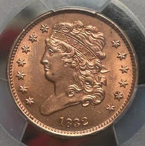 1832 クラシック ヘッド ハーフ セント PCGS UNC 詳細 (Choice UNC ラスター レッド !!!)｜WORLD RESOURCE【QUEEN店】