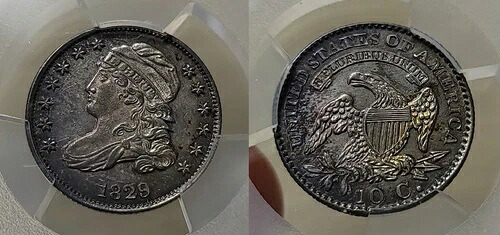1829年製 大型10セント キャップドバストダイム 10セント PCGS UNC 詳細修復済み｜WORLD RESOURCE【QUEEN店】