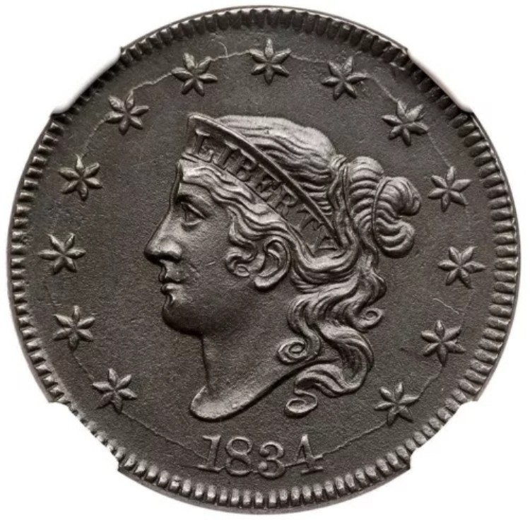 1834 N-6 R-3 NGC UNC 詳細「大きな星、日付、文字」ラージセント 1セント｜WORLD RESOURCE【QUEEN店】