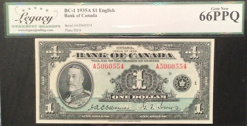 1935 $1 BC-1 オズボーン/タワーズ #A5060554-D レガシー ジェム 66 PPQ｜WORLD RESOURCE【QUEEN店】