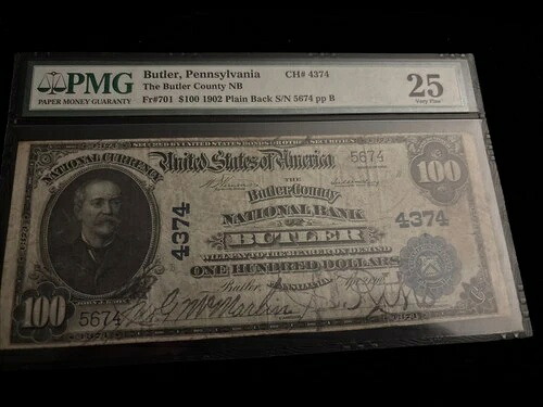 1902年 100ドル バトラー郡国立銀行 バトラー ペン国立通貨 CH #701｜WORLD RESOURCE【QUEEN店】 400,400円