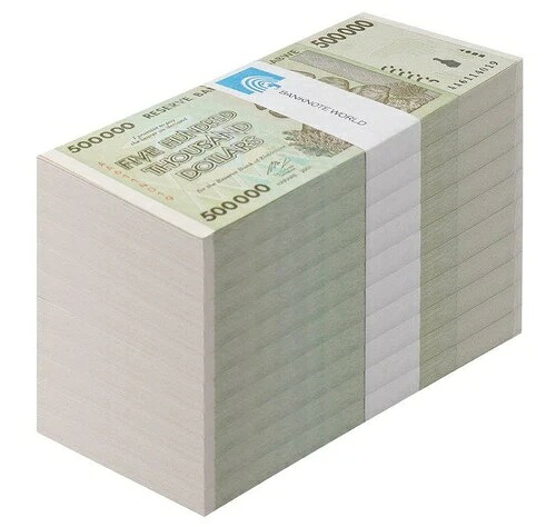 ジンバブエ 50万ドル、2008年、P-76a、UNC X 1000 PCS ブリック｜WORLD RESOURCE【QUEEN店】
