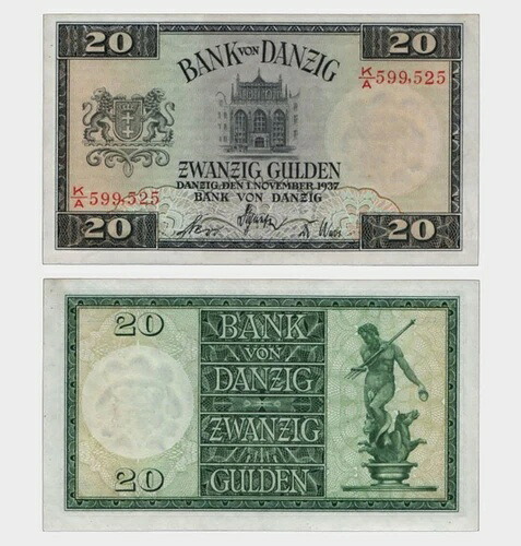 ダンツィヒ - 1937 - 20 グルデン - aUNC+ #CO2294｜WORLD RESOURCE【QUEEN店】 383,625円