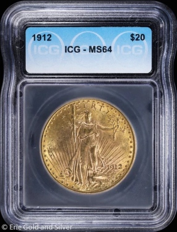 1912年 20ドル セント・ゴーデンズ ゴールド ダブルイーグル ICG MS 64 | 未使用 UNC BU｜WORLD RESOURCE【QUEEN店】