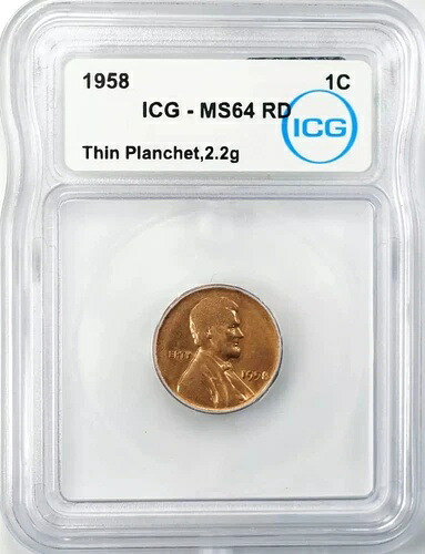 1958年 リンカーン ウィート セントペニー 1C ICG MS 64 RD ミント UNC - 薄型プランシェット (201)｜WORLD RESOURCE【QUEEN店】