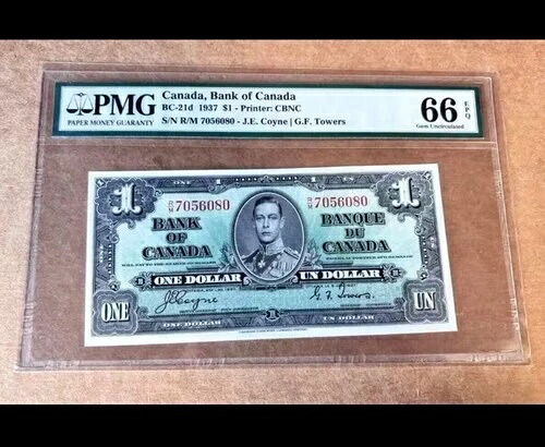 1937年 カナダ銀行 1ドル BC-21d PMG 66 EPQ Gem UNC｜WORLD RESOURCE【QUEEN店】