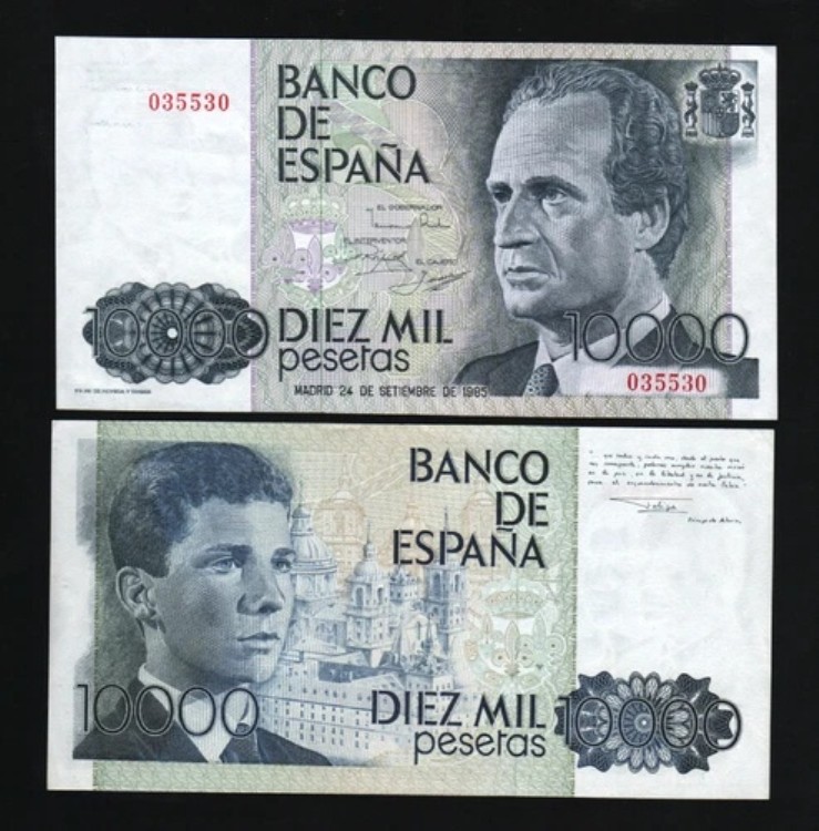 スペイン 10000 10,000 ペセタ P161 1985 プレフィックス文字なし 6桁 Kg. JUAN AUNC｜WORLD RESOURCE【QUEEN店】