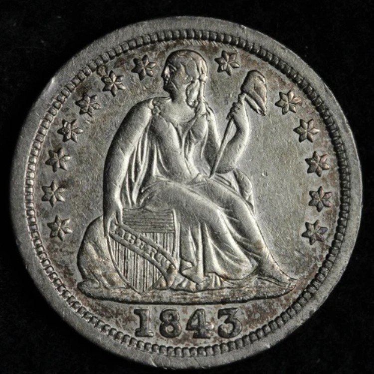 1843年/1843年 自由の女神像 銀貨 10セント硬貨 UNC *未流通* MS E276 TRBM｜WORLD RESOURCE【QUEEN店】