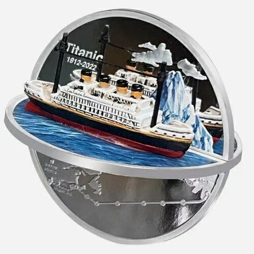 2022年 ニウエ 2オンス 銀貨 タイタニック号 3D 記念銀貨 50MM UNC|WORLD RESOURCE【QUEEN店】