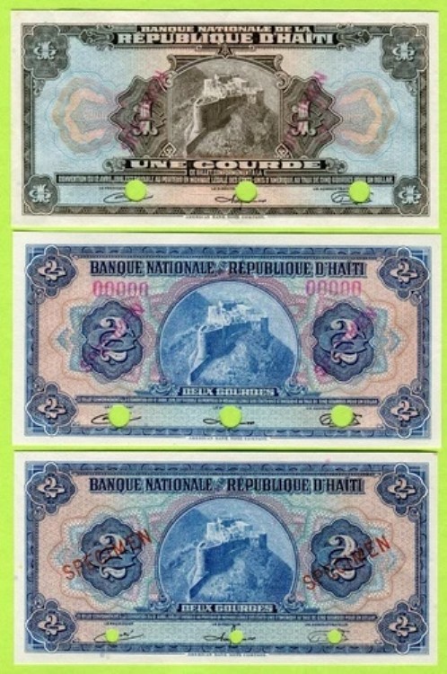 ハイチ 1、2 グールド 1919 P185s 186s UNC - 標本|WORLD RESOURCE【QUEEN店】