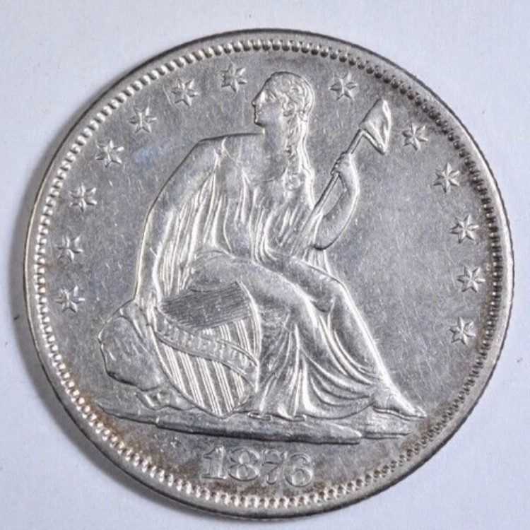 1876-S 着席自由の女神像ハーフ ドル硬貨 ~ シャープストライクの高品位 AU++/BU 約 UNC!｜WORLD RESOURCE【QUEEN店】