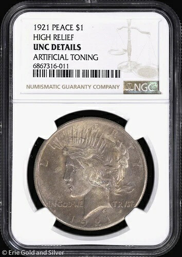 1921-P 1ドル平和銀貨 NGC UNC 詳細 | 高浮き彫り 未流通|WORLD RESOURCE【QUEEN店】